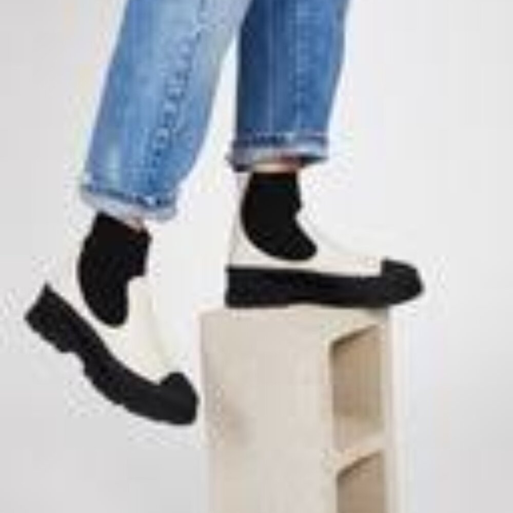 Intentionally Blank Court Lug Sole Platform Boots, black and white
